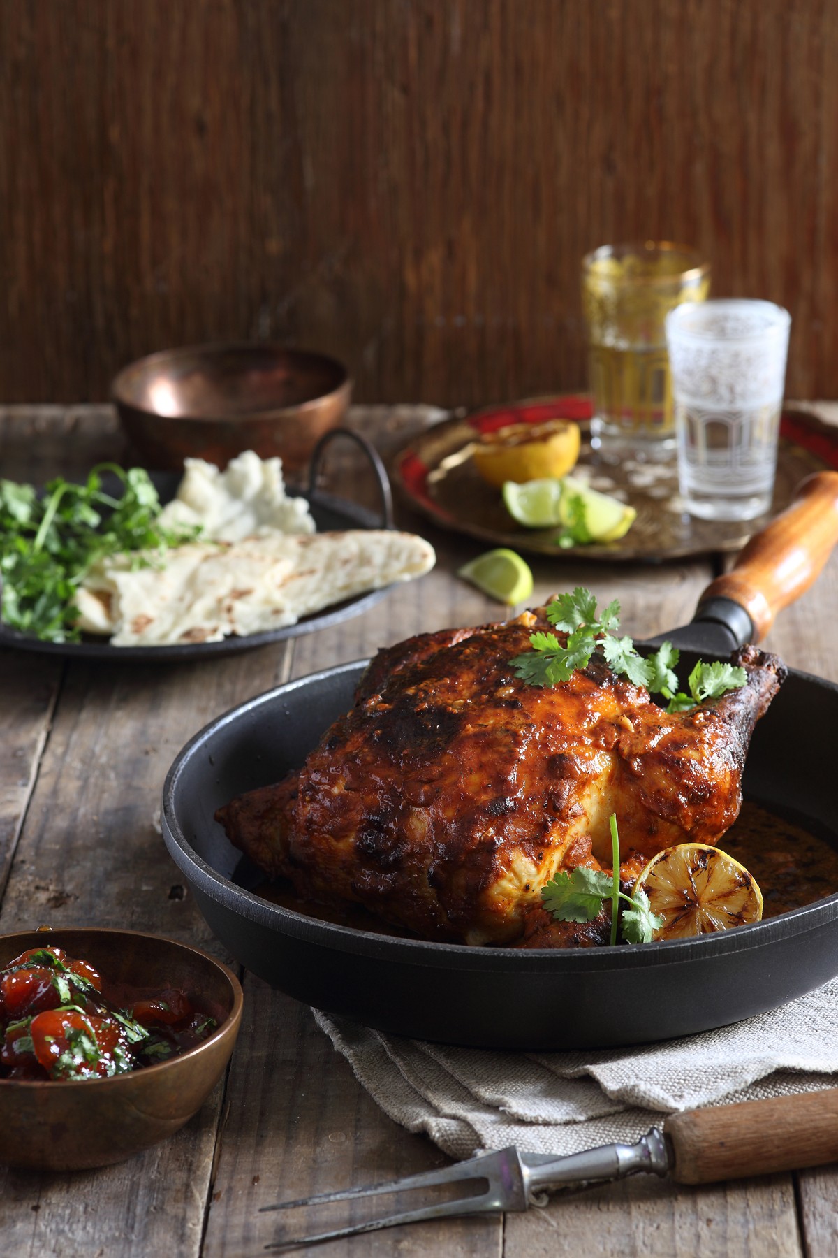 ROASTED TANDOORI CHICKEN WITH APRICOT & CORIANDER CHUTNEY NOMU