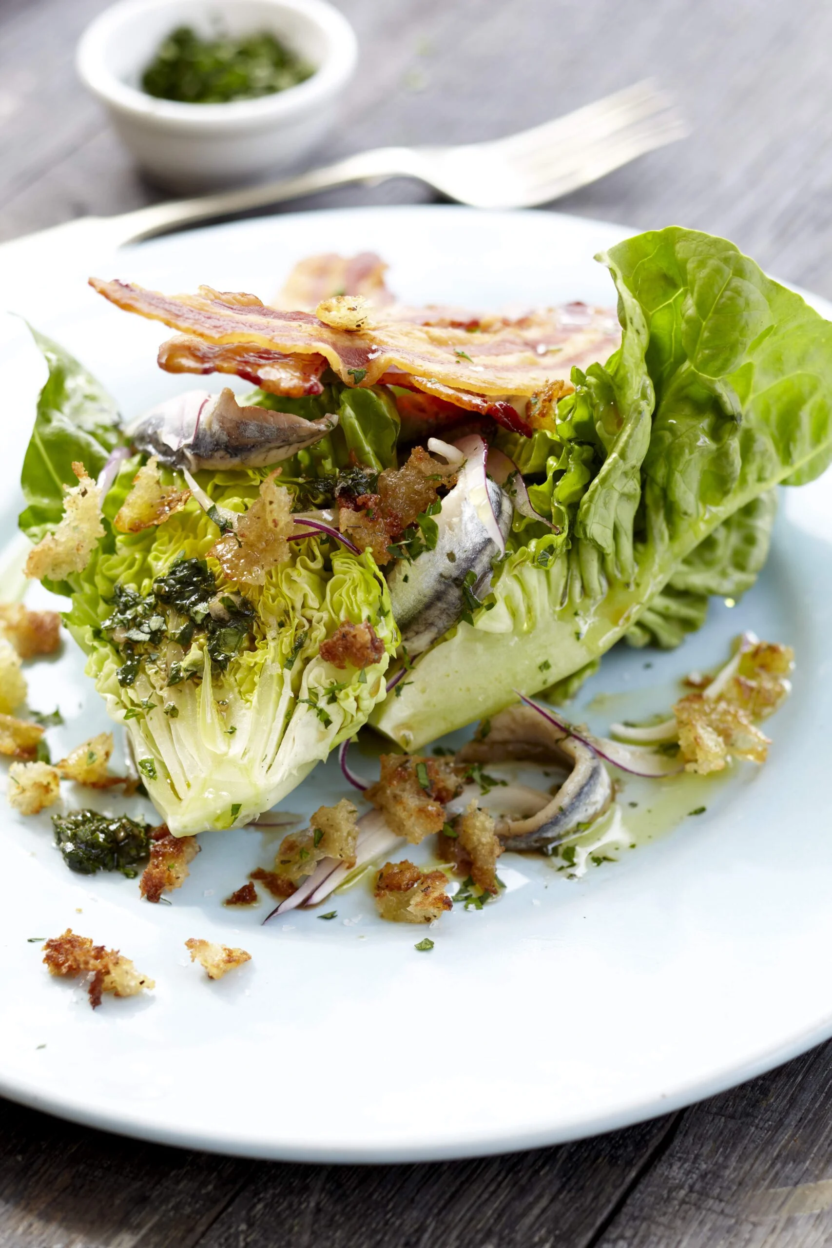 NoMU - baby gem and anchovy salad